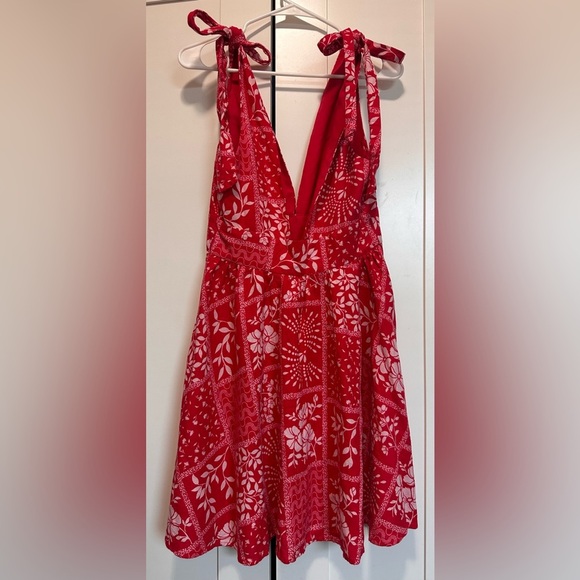 House of Harlow 1969 Red Summer Linen Blend Dress with Floral Pattern size S - Picture 5 of 9